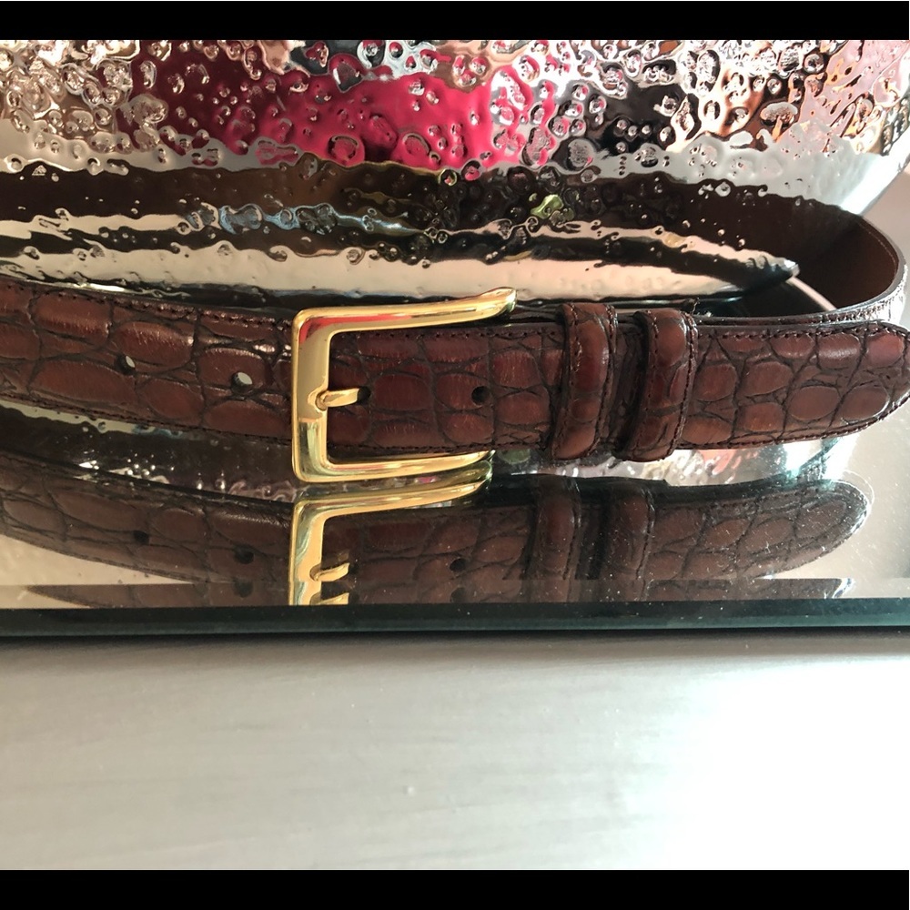 ARDEN LEATHER CO. BELT MENS BROWN FAUX CROC .